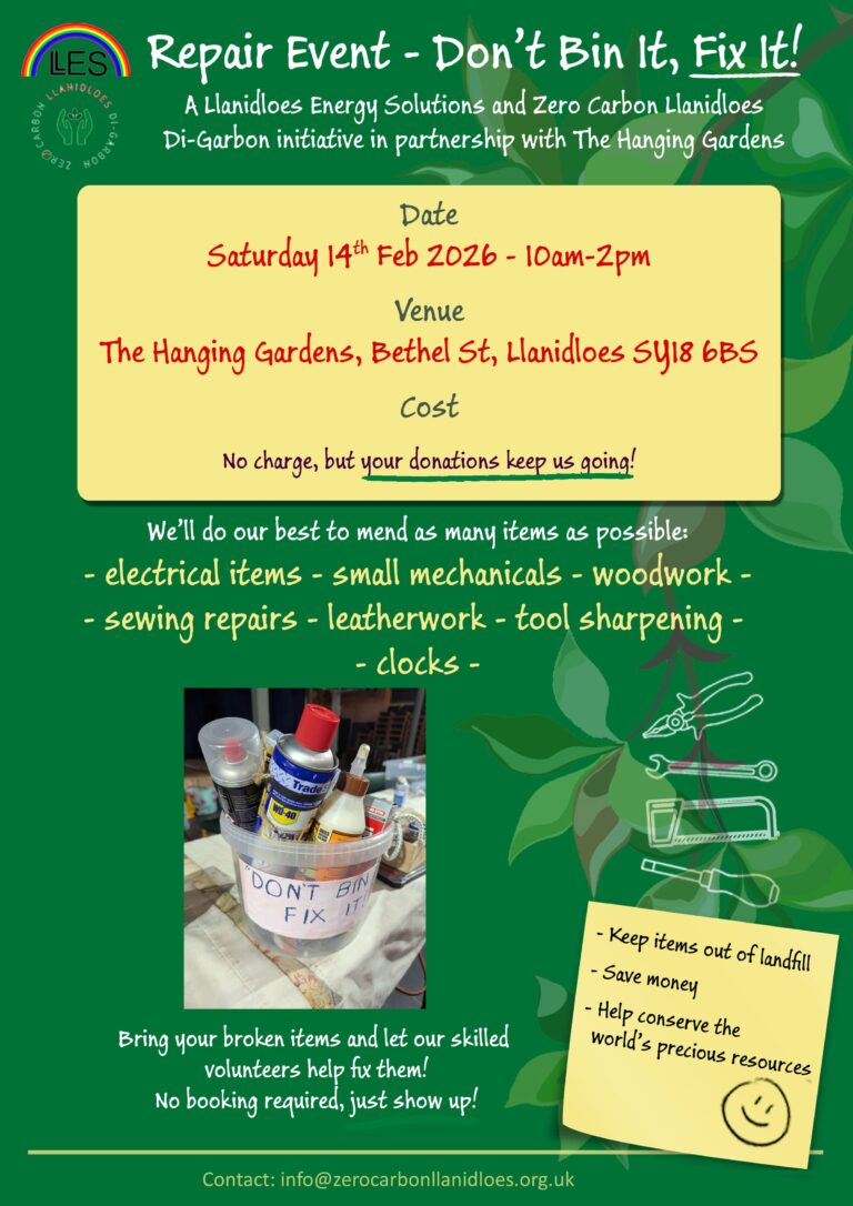 Llanidloes Repair Event 14th Feb 2026