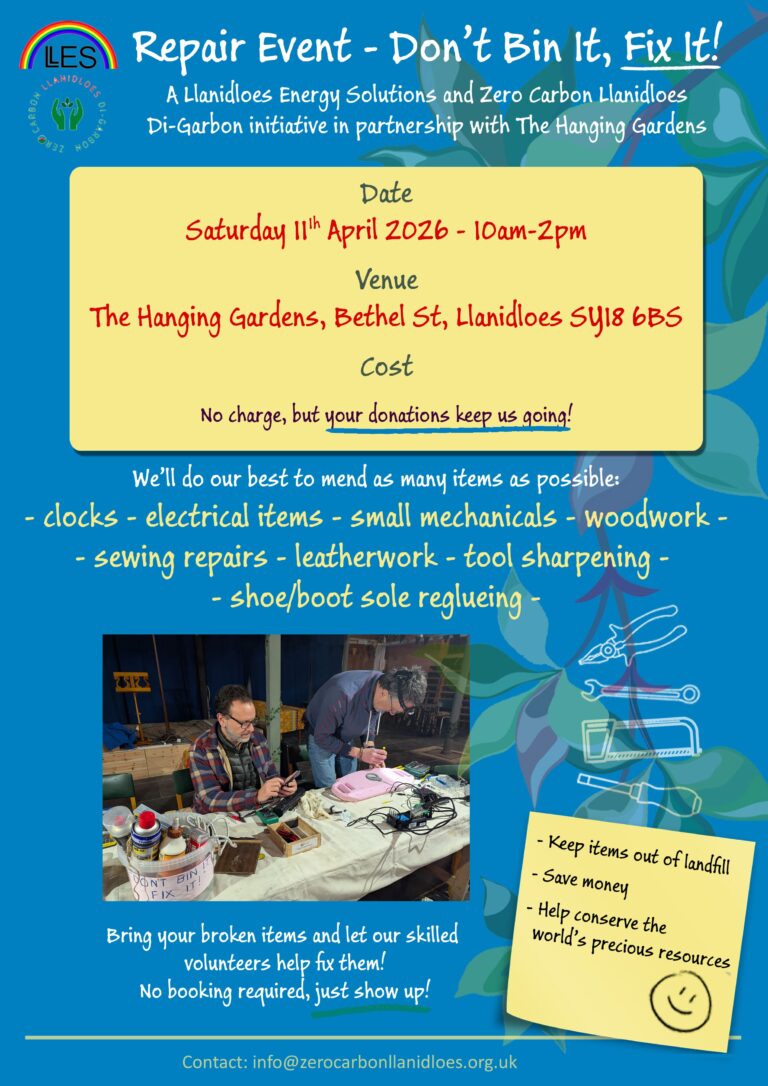 Repair event in Llanidloes 11th April 2026